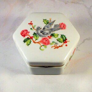 Porcelain Trinket Jewelry Keepsake Vanity Box by Avon With Gift Card Included